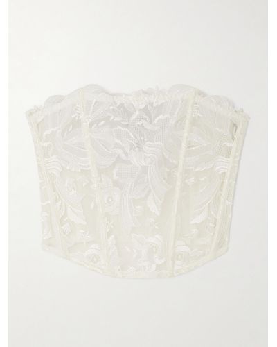 Fleur du Mal Guipure Lace And Tulle Bustier Top - Natural