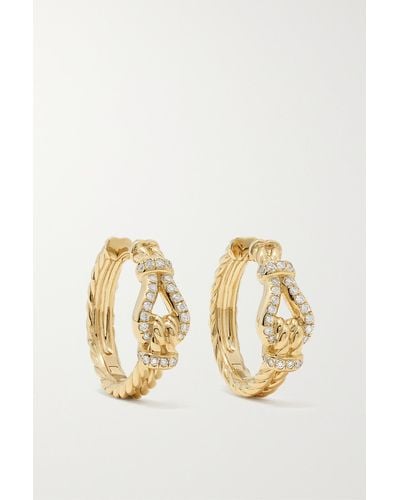 David Yurman Thoroughbred Loop Hoop 18-karat Gold Diamond Earrings - Metallic