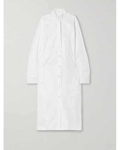 Wales Bonner Piqué-trimmed Cotton-poplin Midi Shirt Dress - White
