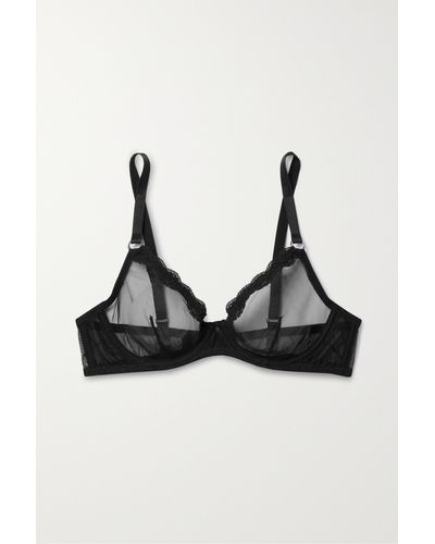 Fleur du Mal Lace-trimmed Tulle Underwired Soft-cup Bra - Black