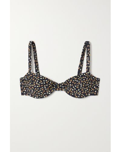 Matteau + Net Sustain Floral-print Recycled Bikini Top - Black