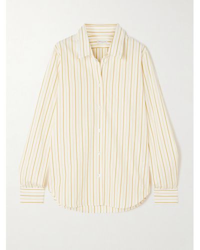 Dries Van Noten Grosgrain-trimmed Striped Cotton-poplin Shirt - Natural