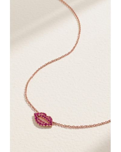 Roxanne First Scarlett Kiss 14-karat Rose Gold Sapphire Necklace - Natural