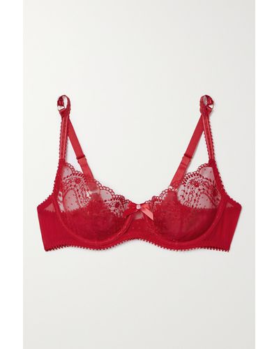 Agent Provocateur Yuma Satin-trimmed Embroidered Tulle Underwired Soft-cup Bra