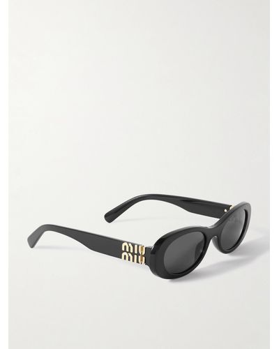 Miu Miu Oval-frame Acetate Sunglasses - Black