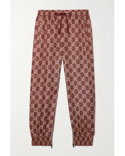 Gucci Lamé-trimmed Silk-twill Track Trousers - Brown