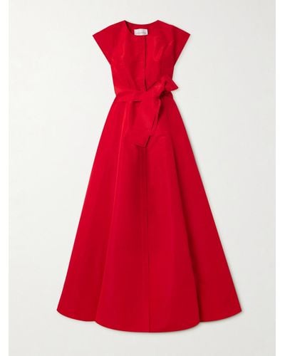 Carolina Herrera Belted Silk-mikado Gown - Red