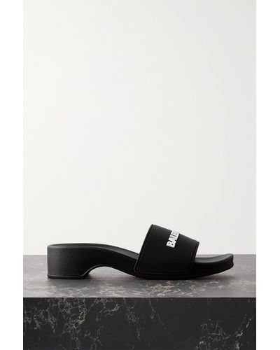 Balenciaga Logo-embossed Rubber Slides - Black