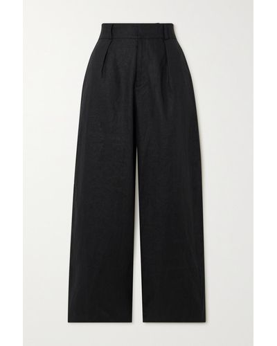 Faithfull The Brand + Net Sustain Ida Straight-leg Linen Wide-leg Trousers - Black