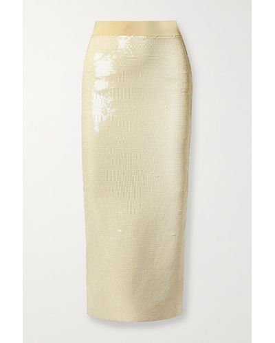 A.L.C. Joan Sequined Stretch-knit Midi Skirt - Natural