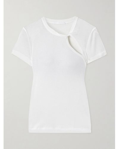 Helmut Lang Cutout Ribbed Cotton-jersey T-shirt - White