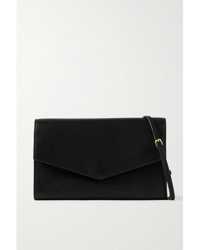 The Row Envelope Leather Shoulder Bag - Black