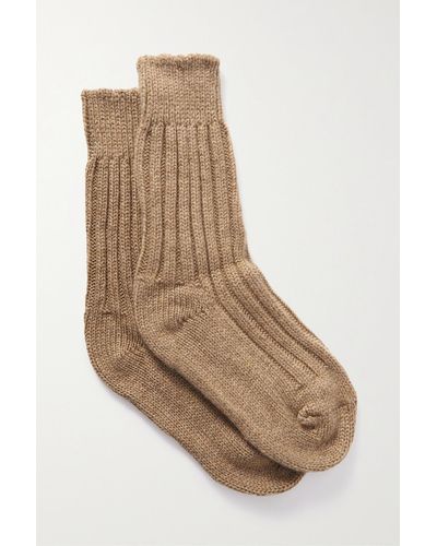 The Elder Statesman Yosemite Ribbed Cashmere Socks - Natural