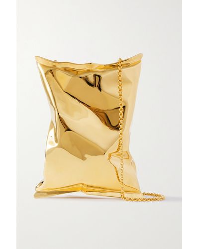 Anya Hindmarch Crisp Packet Gold-tone Clutch - Yellow