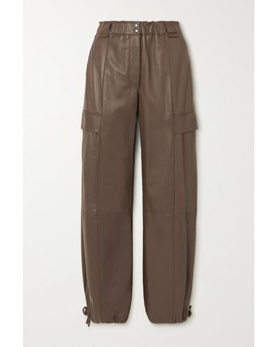 Brunello Cucinelli Wide-leg Leather Trousers - Brown