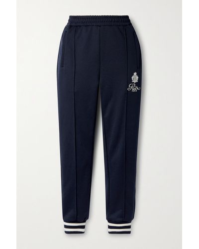 FRAME + Ritz Paris Striped Embroidered Jersey Track Trousers - Blue