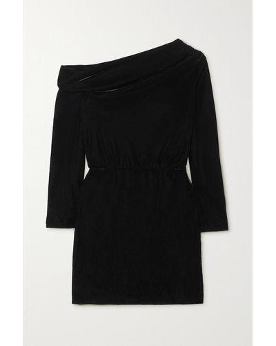 Theory One-shoulder Stretch-velvet Mini Dress - Black
