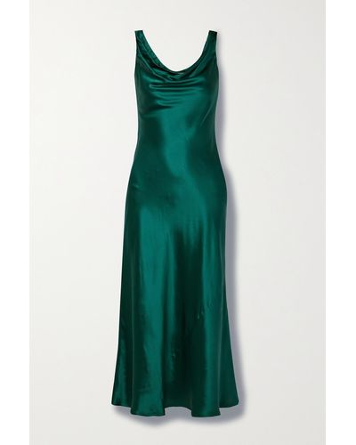 Reformation Brynn Draped Silk Midi Dress - Green