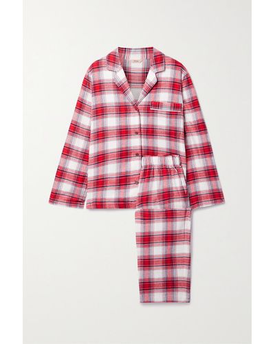Eberjey Pyjama Aus Kariertem Baumwoll-flanell - Rot