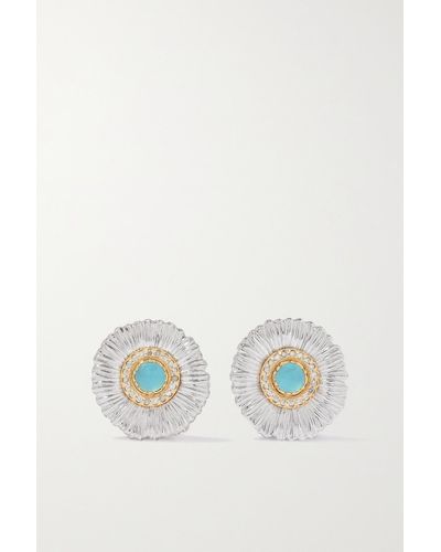 Buccellati Daisy Gold-plated Sterling Silver, Agate And Diamond Earrings - Metallic