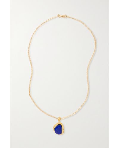 Alighieri + Net Sustain The Droplet Of The Horizon Gold-plated Lapis Lazuli Necklace - White