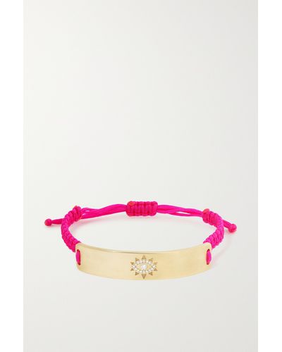 Diane Kordas Evil Eye 18-karat Gold, Cord And Diamond Bracelet - Pink