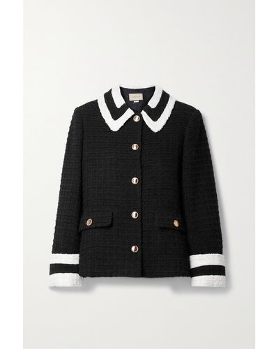 Gucci Two-tone Cotton-blend Tweed Jacket - Black