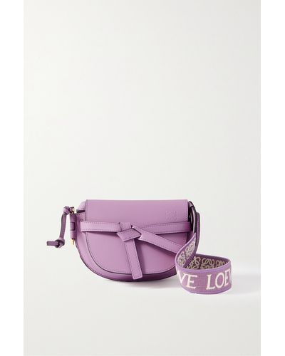 Loewe Gate Dual Mini Leather Shoulder Bag - Purple