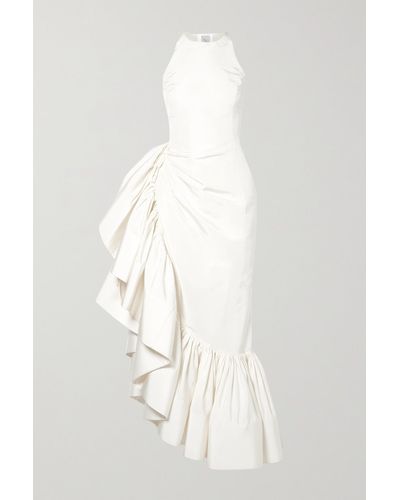 Rosie Assoulin Whoopsy Daisy Asymmetric Ruffled Silk-charmeuse Gown - White