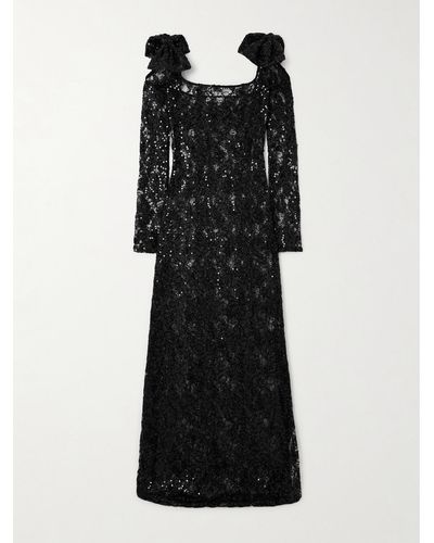 Nina Ricci Bow-embellished Cutout Sequined Lace Gown - Black