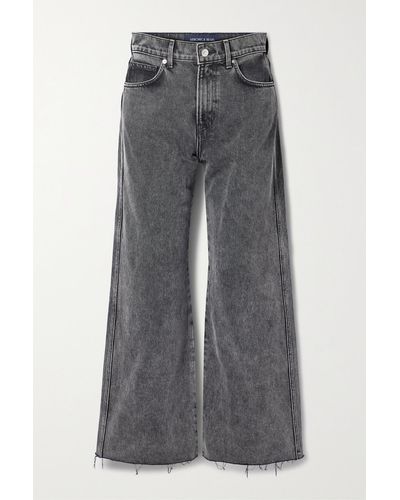 Veronica Beard Taylor Cropped Frayed High-rise Wide-leg Jeans - Grey