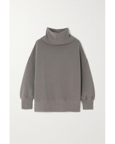 Varley Milton Oversized Ribbed Cotton-blend Jersey Turtleneck Sweatshirt - Grey