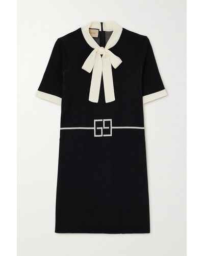 Gucci Wool Jacquard Mini Dress - Black