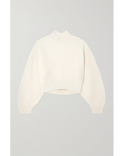 LeKasha Merida Open-back Ribbed Cashmere Sweater - Natural