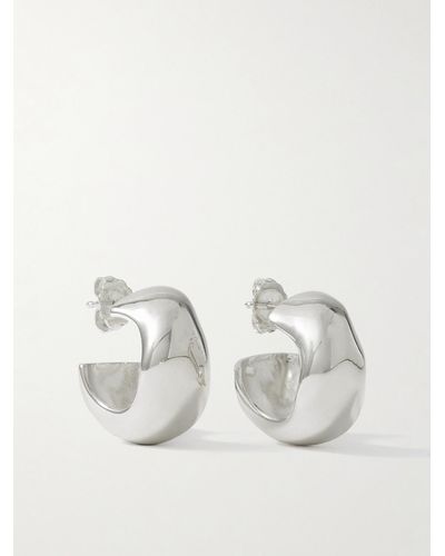 AGMES Celia Small Recycled Silver Hoop Earrings - Natural
