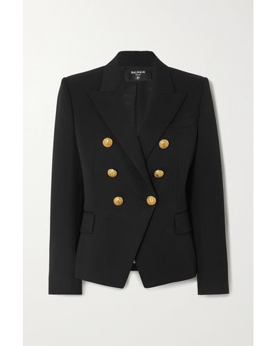 Balmain Double Breasted 6 Buttons Wool Jacket In Black