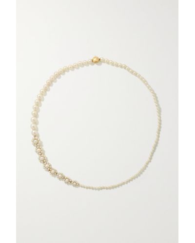 Peggy Rosette 14-karat gold pearl necklace