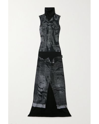 Jean Paul Gaultier Trompe L'oeil Printed Stretch-jersey Turtleneck Maxi Dress - Black