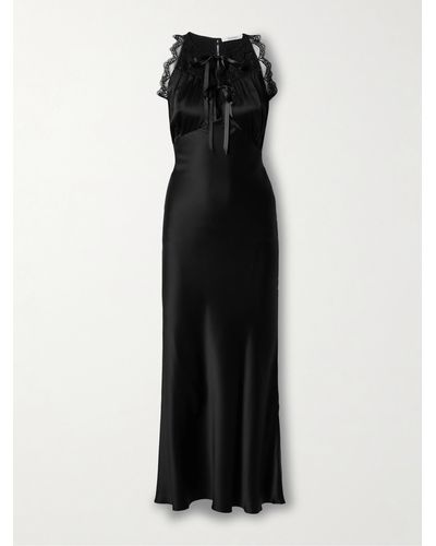 Rodarte Lace-trimmed Silk-satin Gown - Black