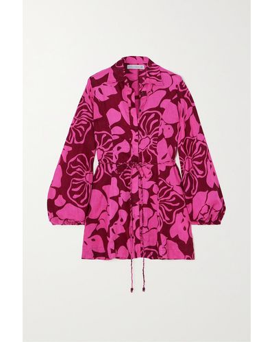 Faithfull The Brand Mini-robe-chemise En Lin À Imprimé Fleuri Rae - Rose