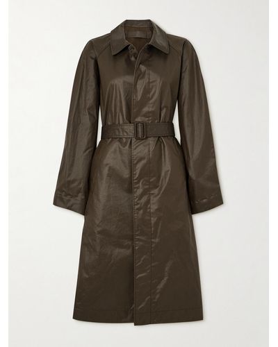 Lemaire Belted Coated-cotton Coat - Brown