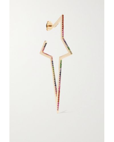 Diane Kordas Rainbow Star Large 14-karat Rose Gold, Sapphire And Tsavorite Single Earring - Metallic