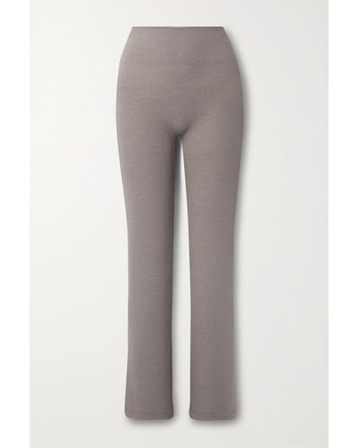Leset Lauren Brushed Stretch-knit Slim-leg Pants - Gray
