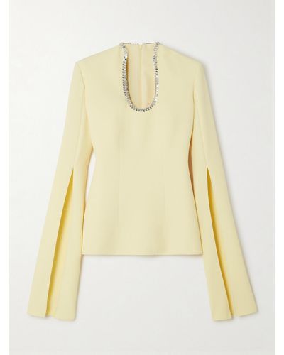 Safiyaa Thais Embellished Stretch-crepe Blouse - Yellow