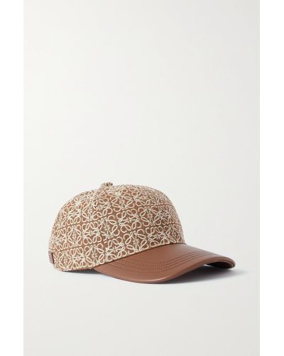Loewe Anagram Cotton-blend Canvas-jacquard And Leather Baseball Cap - Brown