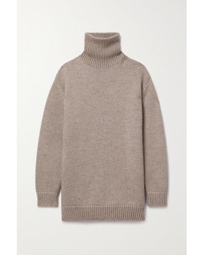 The Row Elu Oversized Alpaca And Silk-blend Turtleneck Jumper - Natural