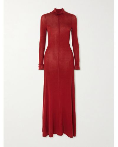 St. Agni Stretch-wool Turtleneck Maxi Dress - Red