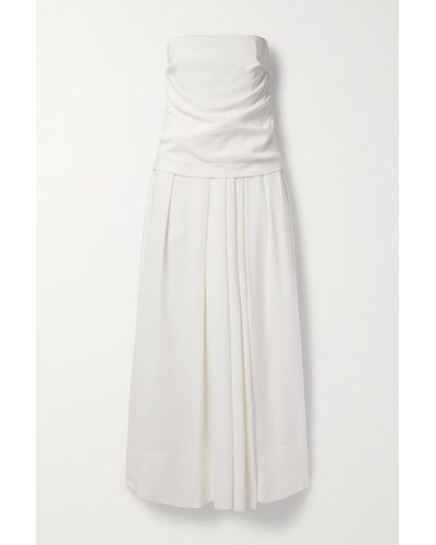 Co. Strapless Gathered Stretch-jersey Maxi Dress - White