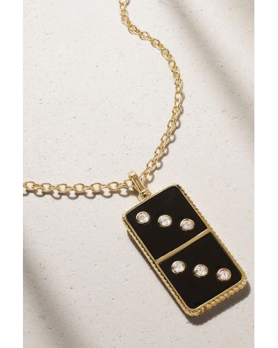 Retrouvai Classic Domino 14-karat Gold, Onyx And Diamond Necklace - Natural