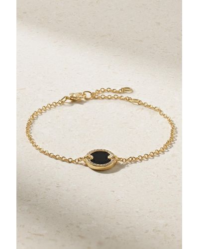 David Yurman Petite Elements 18-karat Gold, Onyx And Diamond Bracelet - Natural